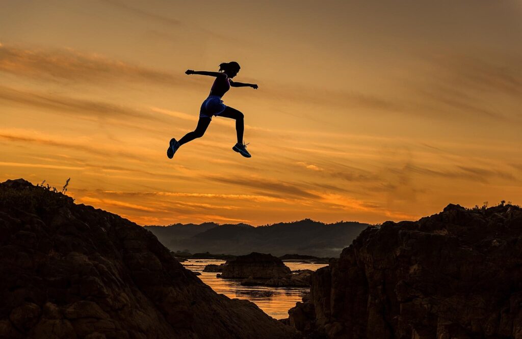 Home achieve, woman, girl, jumping, running, sports, sportive, athletic, athlete, runner, adventure, challenge, competition, courage, nature, dangerous, determination, fast, freedom, enjoy, high, jump, leap, outdoor, over, rush, silhouette, success, successful, sunrise, winner, young